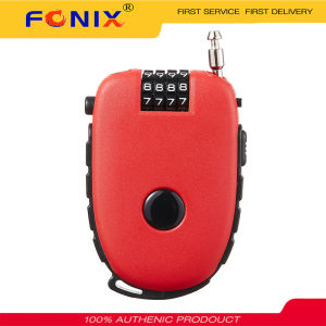 FONIX Cable Lock 4 Digital Combination Bike Motorcycle Helmet Lock Mini Travel Padlock Safety Number Lock with 62cm Retractable Steel Wire for Luggage Bike Outdoor Anti Theft