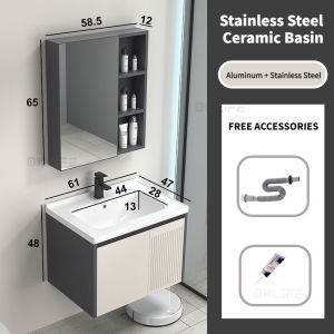 [OKLIFE.]SUS 304 Stainless Steel Waterproof Bathroom Vanity Cabinet Set  Bathroom Vanity Set Mirror Cabinet Set