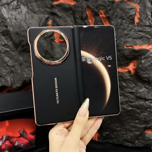 For Huawei Honor Magic V5 Case New Luxury PU Leather Skin Plating Protective Back Cover Case For Honor Magic V5 Phone Shell