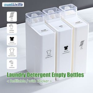 JustLiving Refillable Laundry Detergent Empty Bottles with Sticker PS Large Capacity Bleaching Agent Container Accessories Laundry Container