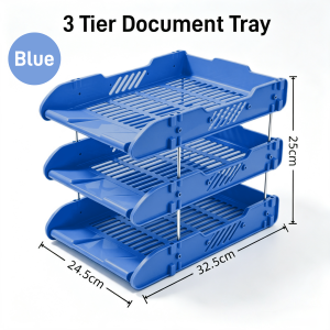 3 Tier Plastic Document Tray Desktop Paper File Rack A4 Letter Storage Organizer School Office