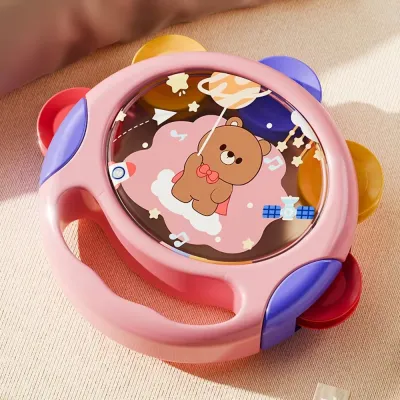 JUVIAAL Hand Development Baby Tambourines Clapping Drum Learning Toys Percussion Sound Toy Birthday Gift Cute Cartoon Hand-held Drums Percussion Instruments