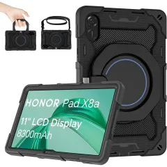 For Honor Pad 9 Case 12.1 Inch 2024 Shockproof, Heavy Duty Rugged Case With 360 Rotating Stand Hand Strap Shoulder Strap Protective Case Cover For Honor Pad 9 12.1 Inch Black I.783608654