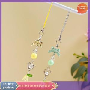 Graceful Bow Lily Of The Valley Beaded Phone Chain Y2K Fresh Sweet Keychain Fower Pendant Backpack Bag Charm Hanging Jewelry Girls Gift