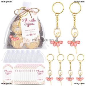 [COD] mingxuan 10 Sets Guests Return Gifts Including Ballet Dancer Keychains Thank You Tags White Organza Bags For Baby Shower Favors