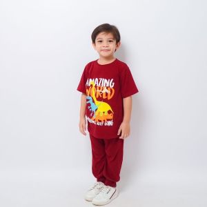 Setelan Anak Dino 1 - 5 Tahun Laki Laki Lucuna Bahan Katun 30s Baju Harian Main Anak Cowok Laki Laki