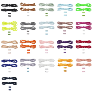 ไม่ต้องผูกเชือกรองเท้าอเนกประสงค์1คู่เพื่อให้ง่ายต่อการสวมใส่และถอดสายเชือกผูกรองเท้ายางยืดมีปลอกโลหะ