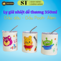 Ly giữ nhiệt gấu dâu LOTSO chất liệu inox 304 dung tích 350ml giữ nhiệt nóng lạnh 5-6h kèm ống hút, Ly Nước Giữ Nhiệt Stiker Dán Gấu Dâu, Gấu Pooh, Ba Mắt 350ml, binhgiunhiet. 