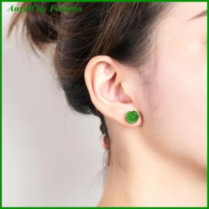 AngelCity Fashion Store Minimalist Elegant Emerald Green Flower Shape Stud Earrings For Gift Ornament Accessory Decor Fashion Jewelry
