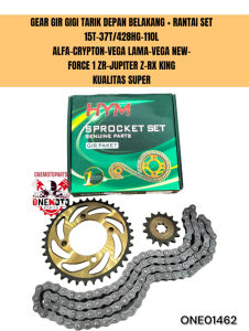 ORIMOTO- GEAR GIR GIGI TARIK DEPAN BELAKANG PLUS RANTAI SET 15T-37T/428HG-110L JUPITER Z KUALITAS SUPER