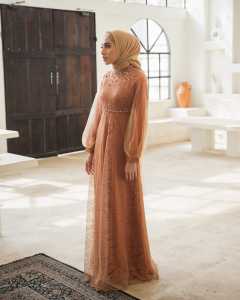 Dress Brukat Kekinian Gamis Mewah Modern Seragam Bridesmaid Baju Wisuda Tunangan Lamaran Kondangan Nadine Dress By Akita