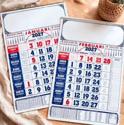 Kalender tahun 2027 lengkap 12 Lembar / Kalender Dinding Jumbo 48x32cm Besar