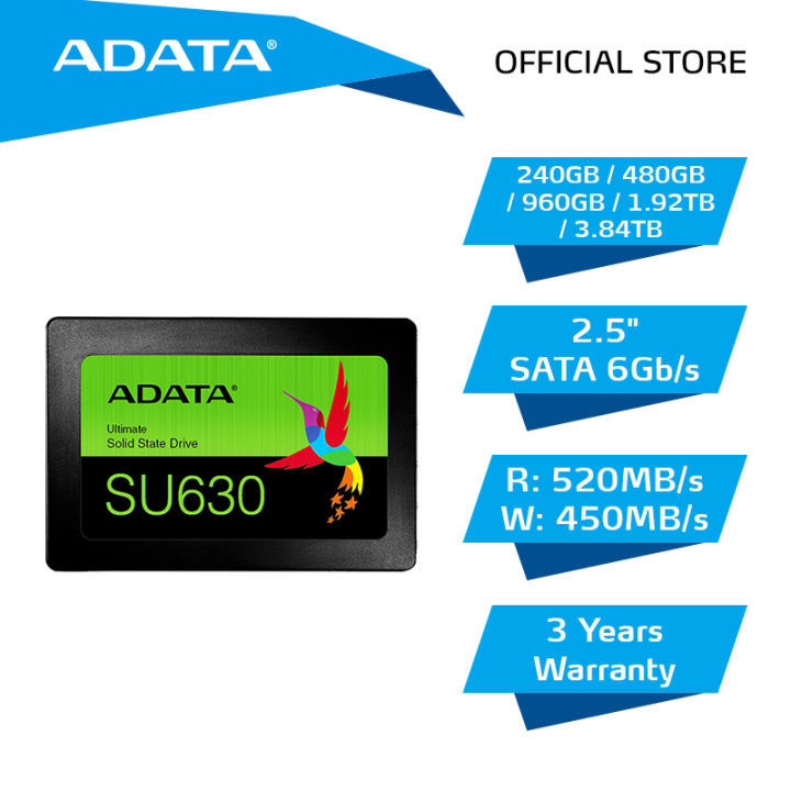 Adata Su630 2 5 Sata Solid State Drive 6gb S Read Write 520 450mbps 3d Qlc Ssd Lazada Ph