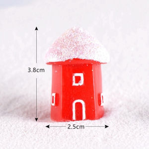 1Pcs christmas snow house ornament red house fairy garden cake decoration