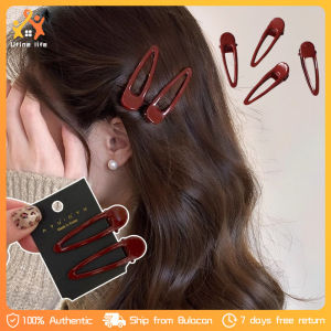 2pcs Simple Red Hair Clip Womens Forehead Side Bangs Duckbill Clips Hair Accessories