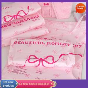 Graceful 10Pcs Pink Plastic Courier Bags Bow Knot Printed Express Envelope Clothing Packing Shipping Envelopes Self Adhesive Mailing Bag