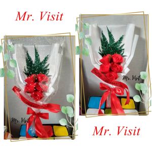 Mr. Visit / PROMO Buket Bunga Dua Warna Cover Putih / Buket Bunga Murah / Buket Wisuda