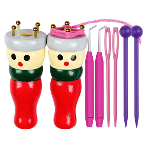 Wooden Knitting Doll Easy to Use Knitting Tool Set Crochet Hook Knitting For Handmade Bracelets