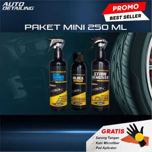 Paket Mini - Penghitam Plastik Kendaraan / Pengkilap Body Mobil dan Pembersih Noda Interior Mobil