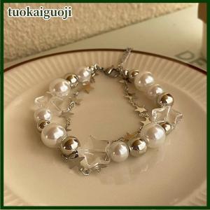 tuokaiguoji Harajuku Star Bracelet Girl Pentagram Beaded Bangle For Women Vintage Aesthetic Charm Bracelet Accessories Jewelry Gift
