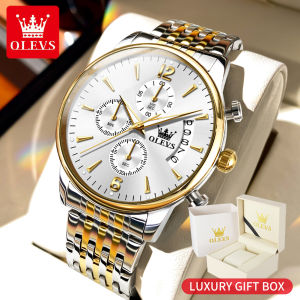OLEVS luxury watches for men original waterproof 2023 sale new fashion multifunctional stainless steel chronograph watch calendar luminous display