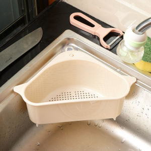 BLOOMRIDGE Triangle Sink Drainage Basket Suction Cup Hanging Kitchen Sink Vegetable Leaf Peel Garbage Box Sponge and Cloth Storage Basket