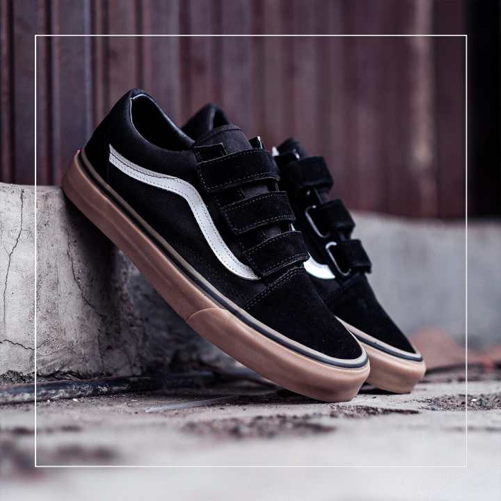 Terbaik Sepatu Pria Vans Classic Old Skool Velcro Black Gum