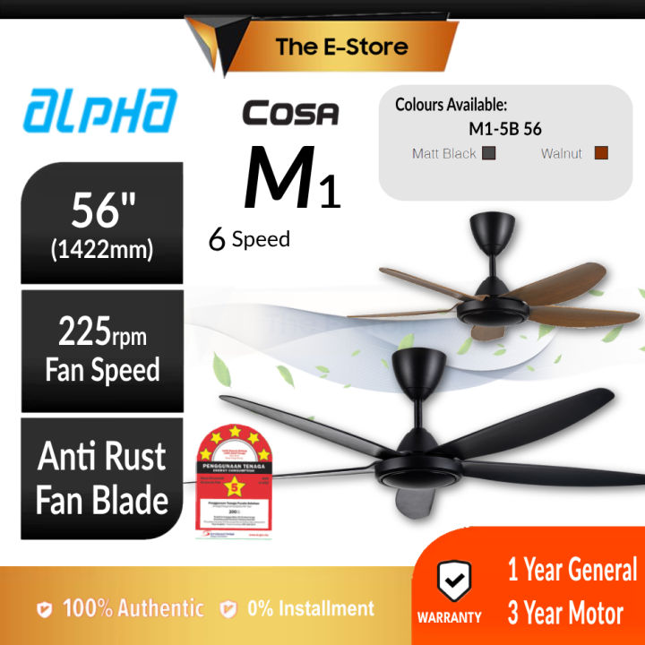 (3 Years Motor) Alpha Cosa M1 56" Ceiling Fan with Remote Control M1