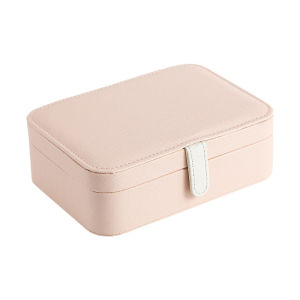 Jewelry box portable PU double-layer multifunctional jewelry boxes and pure and fresh and contracted stud earrings zipper earrings ring built-in mirror jewelry boxes multifunctional double jewelry travel receive a case