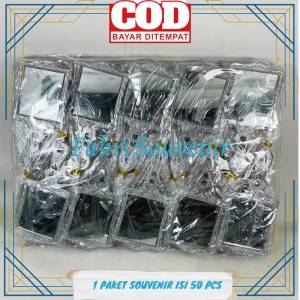 Souvenir Pernikahan Kaca Gagang Putih Kotak Kemasan Plastik isi 50 PCS
