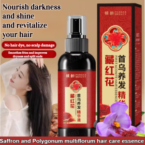 Saffron He Shou Wu Hair Essence Herbal Hair Care Oil Shampoo for All Adults Strengthen Hair Roots Nourishing and Protective