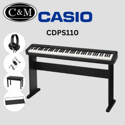 Casio CDP-S110 88-key Digital Piano with FREE Piano Bench - Black / White (CDPS110 / CDP S110)