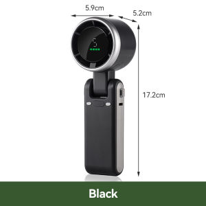 VOVOVA Mini Portable Handheld Turbo Fan 5-Speed High Wind USB Rechargeable LED Digital Display Foldable Pocket Fan with Hanging Strap for Outdoor Travel Camping Dormitory Office