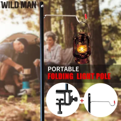 Desktop Light Stand Portable Lamp Pole Aluminum Alloy Table Lantern Hanger Adjustable for Table Thickness Under 3cm