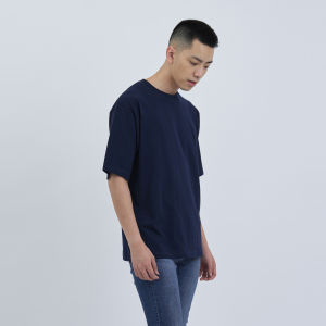 Kaos Polos Pria Oversized Lengan Pendek Bahan Katun Combed 24s Warna Navy Tua