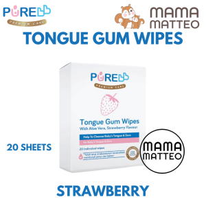 PUREBB Tongue & Gum Wipes 20 Sheets / Tisu Basah Gusi Gigi Bayi / Original Strawberry / PURE BB