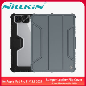 Original Nillkin for Apple iPad 9th 8th 7th Generation 10.2 2021 2020 2019 Case Tri-fold Smart Magnetic Flip Leather Cover Slide Camera Protection Casing for iPad 9 A2200 A2198 A2232 A2270 A2429 A2428 A2603 A2604 Case