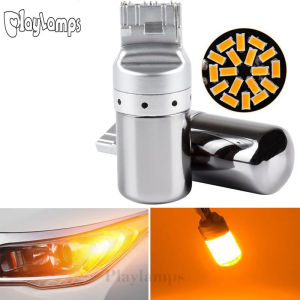 2 Pcs T20 7440 WY21W LED Bulb Chrome Amber Turn Signal Light 144 smd canbus Led lamp No Error No Hyper Flash Brake lights