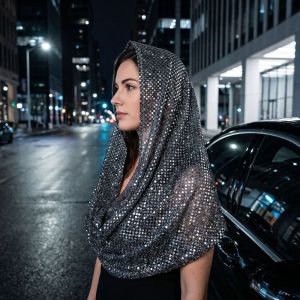 HEALMEYOU Lightweight Sequin Hooded Headscarf Solid Color Breathable Glitter Turbante New Polyester Soft Sequin Head Wraps Party