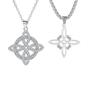 YILUOCD Magic Witch Knot Zirconia Pendant Necklace Witchcraft Good Luck Amulet Wicca Protection Jewelry For Women