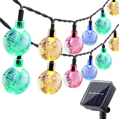 Solar Christmas Lights Outdoor Waterproof Garden Outdoor Led Bulb Wedding String Lights Solar Lamp Ball Outdoor Solar Light LED 5M 7M 12M Holiday Christmas Party Garden Waterproof Lights