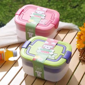 Multigrid Cartoon Lunch Box Student Bento Box Outdoor Picnic Fruit Food Container Light Salad Reducing Meal Lunch Bags