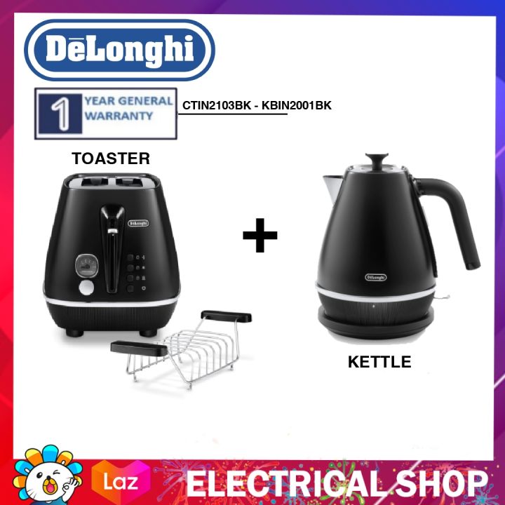DELONGHI TOASTER AND CORDLESS KETTLE 1.7L KBIN2001BK