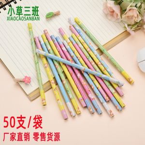 ดินสอ HB ดินสอไม้ใช่ได้ 2 ด้าน ไม่มียางลบ ลายการ์ตูน น่ารักๆ