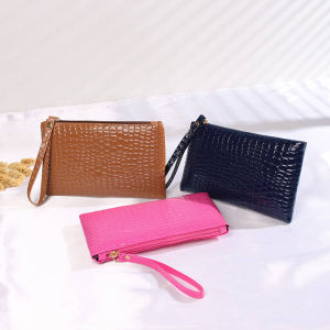 Dawaar Dompet Panjang Syiling Pemegang Kad Wanita Beg Solek ( Croc Makeup Pouch Fashion Long Purse Lady Zip Woman Wallet ) 15W7