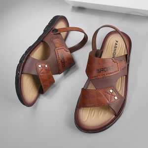 Free Shipping MenS New Leather Thick-Soled Beach Sandals Summer Outdoor Wear Non-Slip And Durable Versatile For Both Casual And Formal Occasions