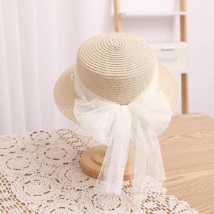 Mũ Cói Thắt Nơ Voan Lưới Đính Hạt