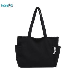 Women Corduroy Casual Shoulder Bag Solid Color Leisure Shoulder Bag Versatile Tote Handbag Travel Shopping Work Handbag [Vodool Official Center]
