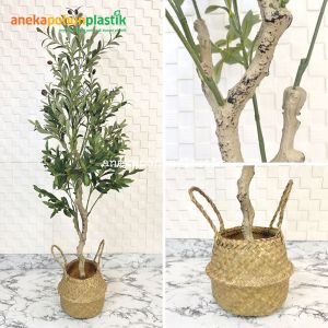 Pohon Daun Pohon Hias Zaitun Olive X3 T140 & T180 Latex Artificial Cover Anyaman Purun Belly Dekorasi Caffe