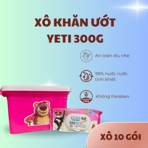 Xô nhựa + 10 gói Khăn ướt 300g YETI cặp đôi tiện lợi cho mẹ bé Khăn giấy ướt xuất khẩu sịn sò tiêu chuẩn ISO